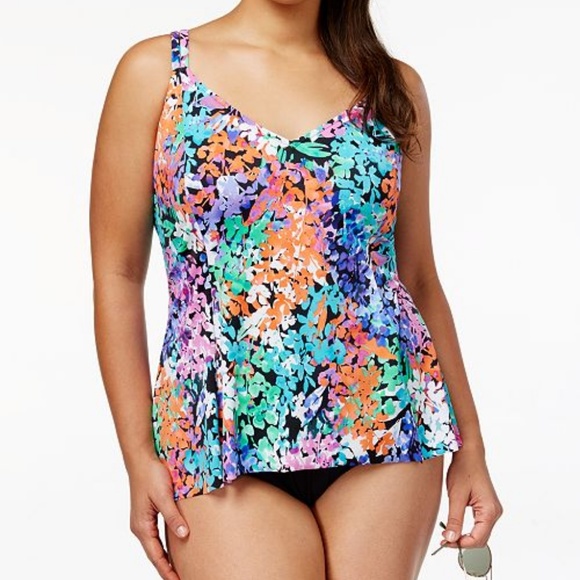 Swim Solutions Other - Swim Solutions Floral Tummy-Control Swimsuit